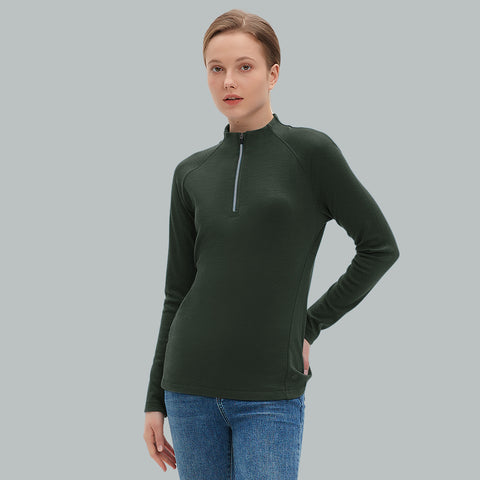 IGUANA Women's 260 Merino Wool Half Zip Top Long Sleeve Thermal Top
