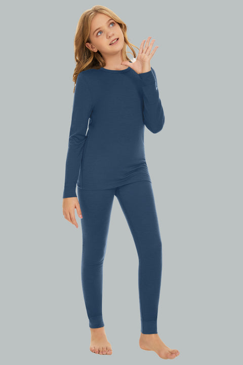 IGUANA Kid's Unisex 190 Merino Wool Base Layer Set Thermal Top and Bottom