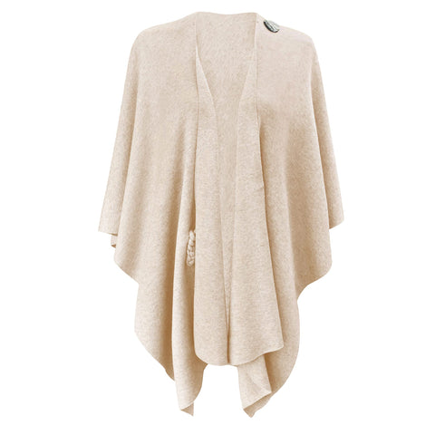 Womens Large Cross Front Poncho Sweater Knitted Shawls