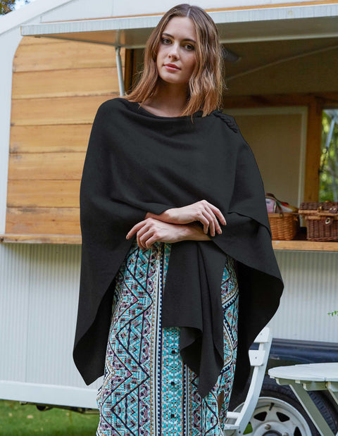 Womens Large Cross Front Poncho Sweater Knitted Shawls