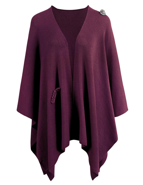 Womens Large Cross Front Poncho Sweater Knitted Shawls