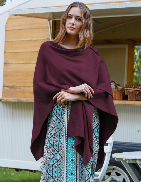 Womens Large Cross Front Poncho Sweater Knitted Shawls