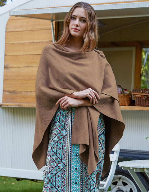 Womens Large Cross Front Poncho Sweater Knitted Shawls