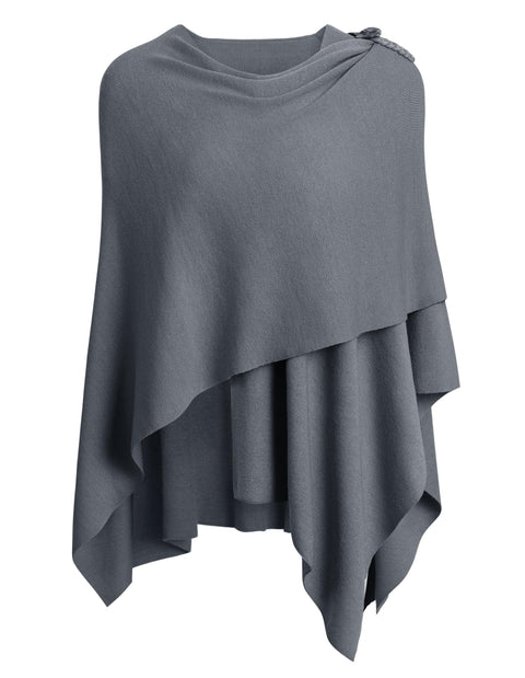 Womens Large Cross Front Poncho Sweater Knitted Shawls