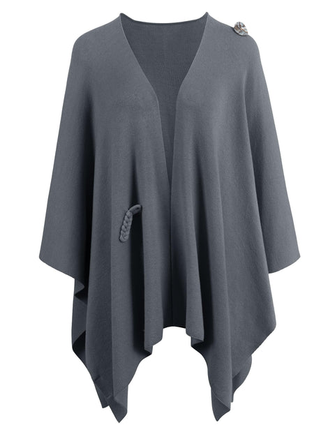Womens Large Cross Front Poncho Sweater Knitted Shawls