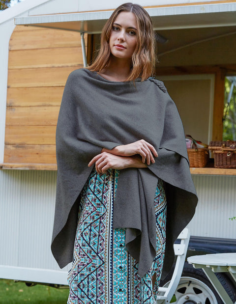 Womens Large Cross Front Poncho Sweater Knitted Shawls