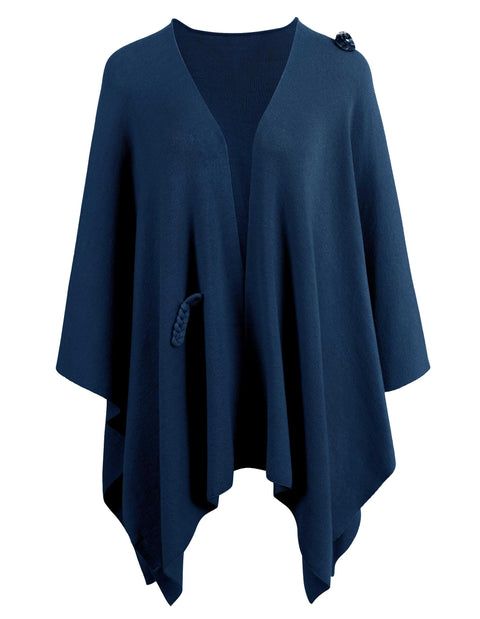 Womens Large Cross Front Poncho Sweater Knitted Shawls