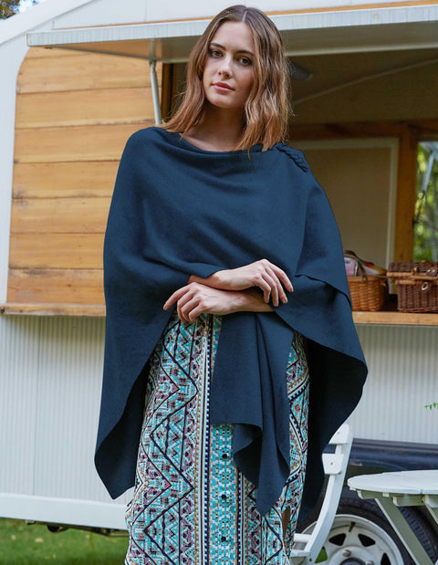 Womens Large Cross Front Poncho Sweater Knitted Shawls