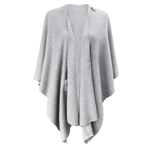 Womens Large Cross Front Poncho Sweater Knitted Shawls