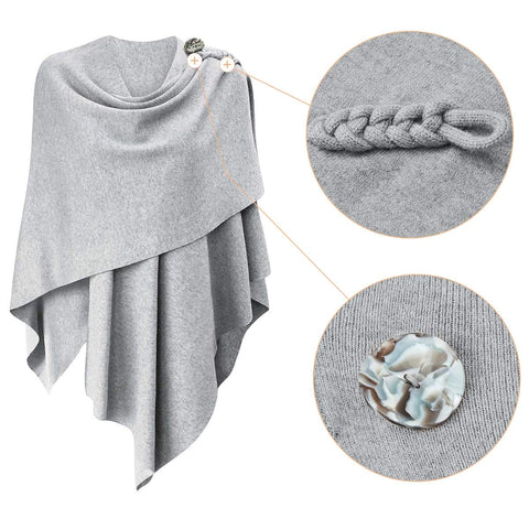 Womens Large Cross Front Poncho Sweater Knitted Shawls