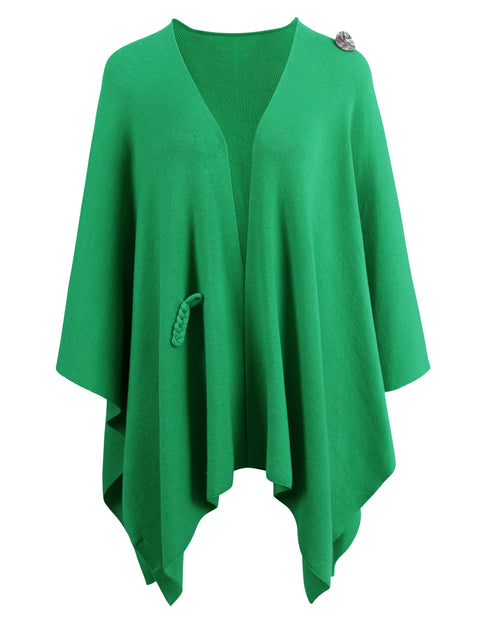 Womens Large Cross Front Poncho Sweater Knitted Shawls