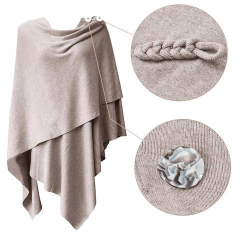 Womens Large Cross Front Poncho Sweater Knitted Shawls