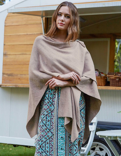 Womens Large Cross Front Poncho Sweater Knitted Shawls
