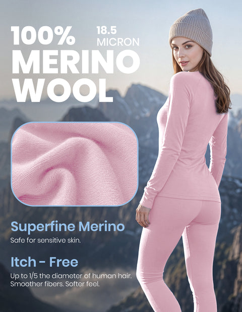IGUANA Women's 190 Merino Wool Base Layer Set Thermal Top and Bottom