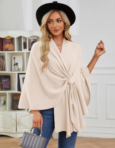 Women's Elegant Shawl Wraps Soft Open Front Poncho