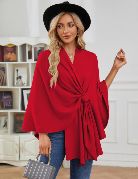 Women's Elegant Shawl Wraps Soft Open Front Poncho