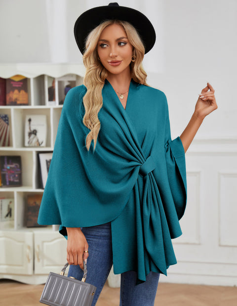 Women's Elegant Shawl Wraps Soft Open Front Poncho
