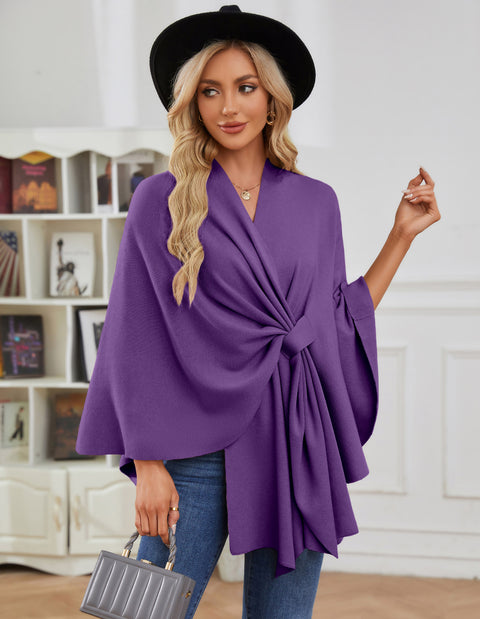 Women's Elegant Shawl Wraps Soft Open Front Poncho