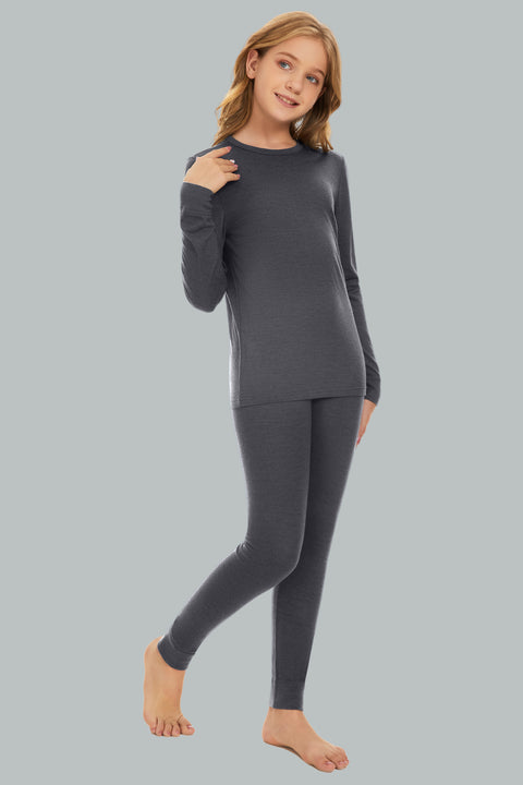 IGUANA Kid's Unisex 190 Merino Wool Base Layer Set Thermal Top and Bottom