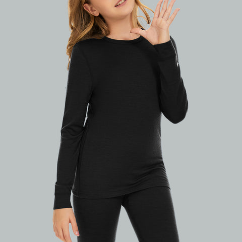 IGUANA Kid's Unisex 190 Merino Wool Base Layer Top Long Sleeve Crew Thermal Top