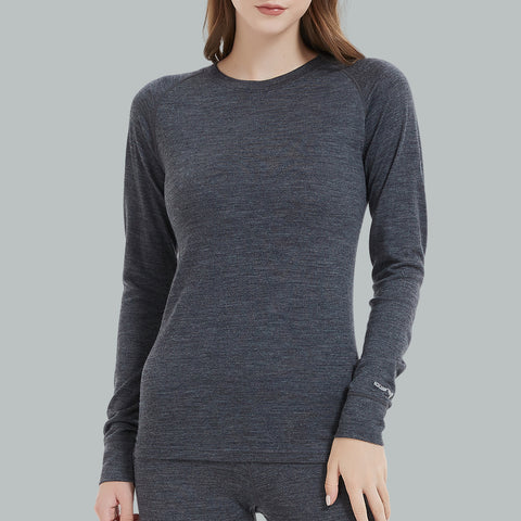 IGUANA Women's 190 Merino Wool Base Layer Shirt Long Sleeve Crew Thermal Top