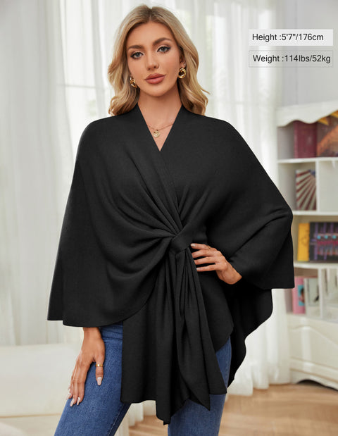 Women's Elegant Shawl Wraps Soft Open Front Poncho
