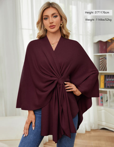 Women's Elegant Shawl Wraps Soft Open Front Poncho