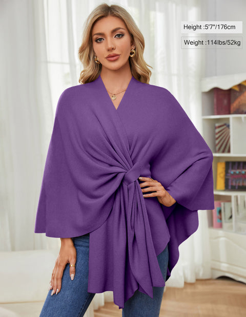 Women's Elegant Shawl Wraps Soft Open Front Poncho