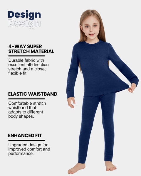 Kid's 260 Merino Wool Unisex Base Layer Set Midweight Thermal Underwear Set
