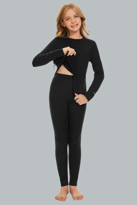 IGUANA Kid's Unisex 190 Merino Wool Base Layer Set Thermal Top and Bottom