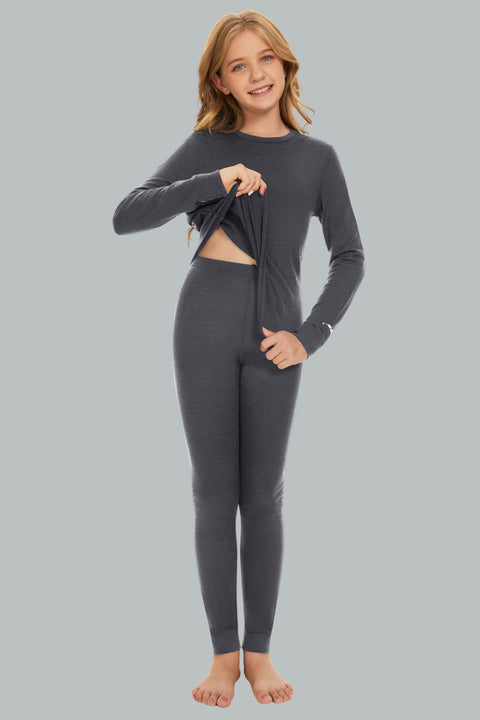IGUANA Kid's Unisex 190 Merino Wool Base Layer Set Thermal Top and Bottom