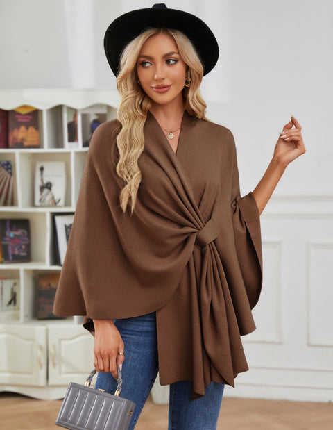 Women's Elegant Shawl Wraps Soft Open Front Poncho