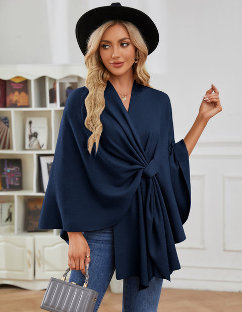 Women's Elegant Shawl Wraps Soft Open Front Poncho