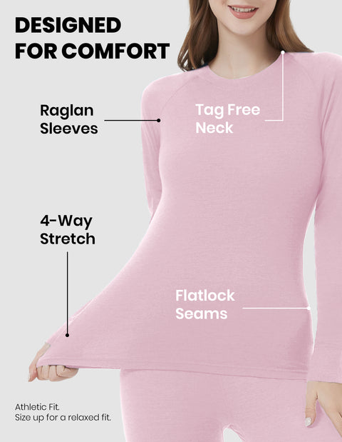 IGUANA Women's 190 Merino Wool Base Layer Set Thermal Top and Bottom