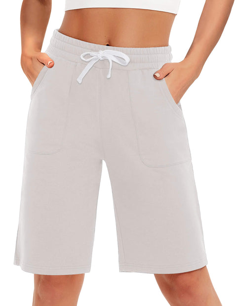 Women Cotton Sweat Shorts with Pockets  10"