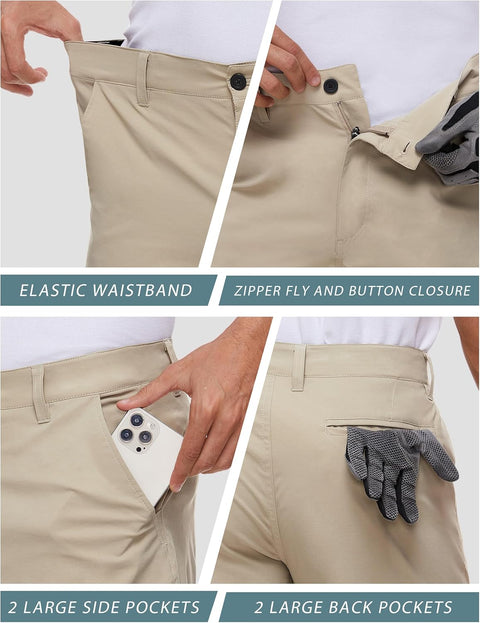 Men's Golf Shorts Stretch Casual Dress 10 Inch Inseam Lightweight Quick Dry Waterproof Hiking Shorts with Pockets