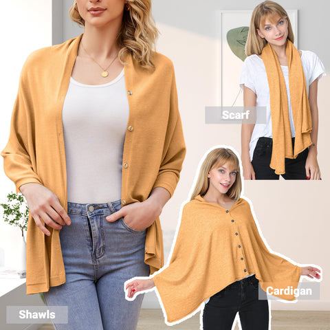Women One Piece Shawls with Button Closure