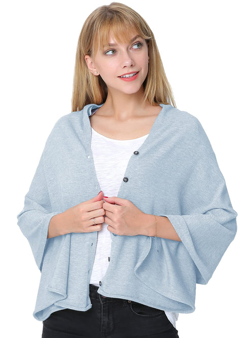 Women One Piece Shawls with Button Closure