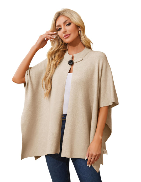 Women's Open Front Poncho Sweater Shawl - Elegant Soft Pashmina Shawl Wraps for Fall Winter Gifts