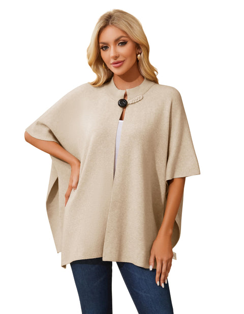Women's Open Front Poncho Sweater Shawl - Elegant Soft Pashmina Shawl Wraps for Fall Winter Gifts