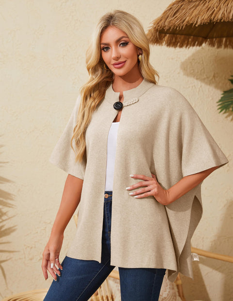 Women's Open Front Poncho Sweater Shawl - Elegant Soft Pashmina Shawl Wraps for Fall Winter Gifts