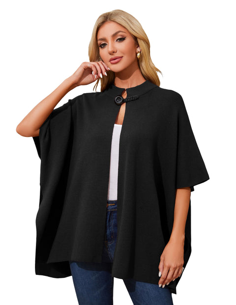 Women's Open Front Poncho Sweater Shawl - Elegant Soft Pashmina Shawl Wraps for Fall Winter Gifts
