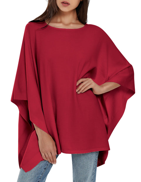 Womens Pullover Poncho Sweater Ponchos Cashmere Feel Shawl Loose Fitting Ponchos Wraps Baggy Tops for Fall