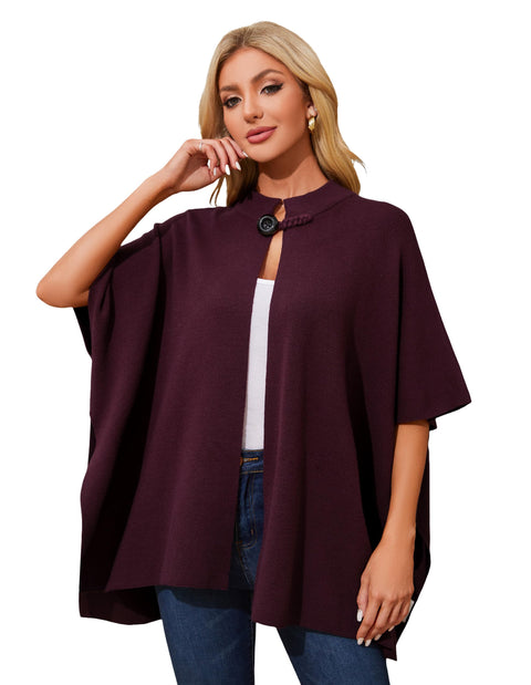 Women's Open Front Poncho Sweater Shawl - Elegant Soft Pashmina Shawl Wraps for Fall Winter Gifts