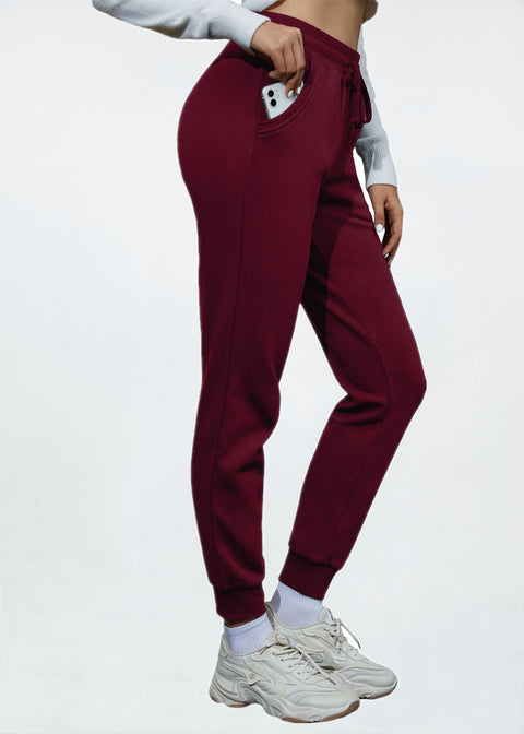 Fleece Stretch Sweatpants with Pockets for Women