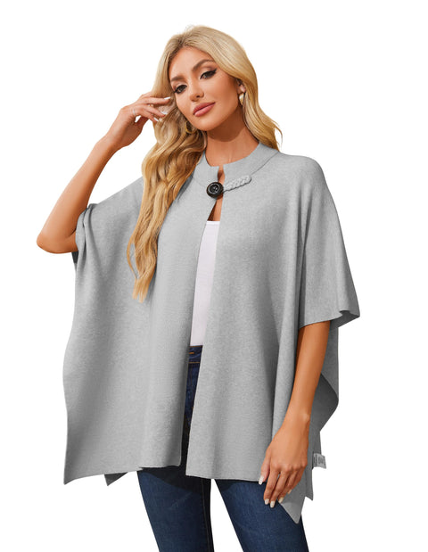 Women's Open Front Poncho Sweater Shawl - Elegant Soft Pashmina Shawl Wraps for Fall Winter Gifts