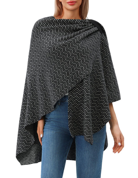Womens Large Cross Front Poncho Sweater Knitted Shawls