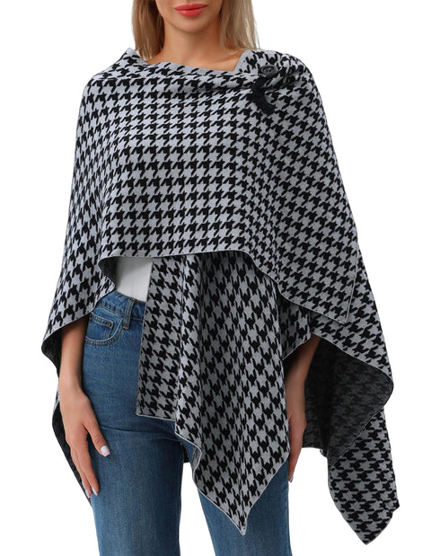 Womens Large Cross Front Poncho Sweater Knitted Shawls