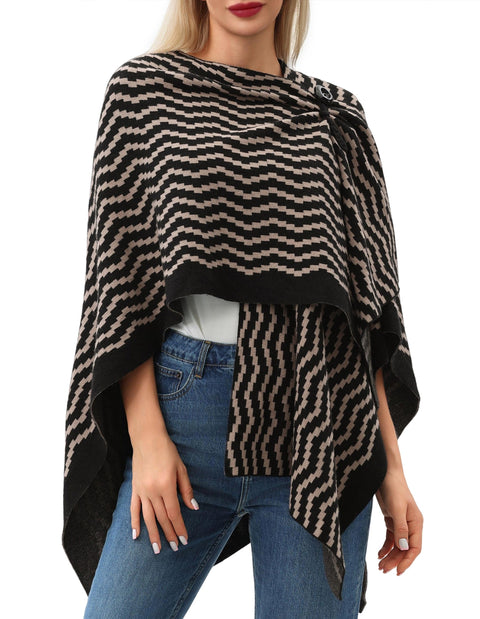 Womens Large Cross Front Poncho Sweater Knitted Shawls