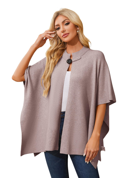 Women's Open Front Poncho Sweater Shawl - Elegant Soft Pashmina Shawl Wraps for Fall Winter Gifts